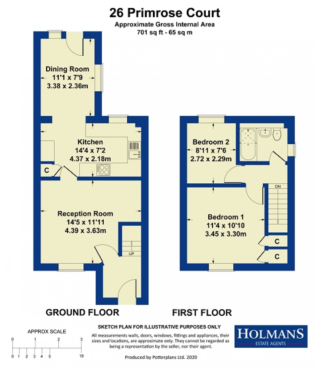 Floorplan for Primrose Court, Moreton-in-Marsh, Gloucestershire. GL56 0JJ