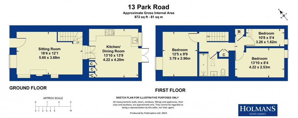 Floorplan for Pearl Cottage, Blockley, Moreton-in-Marsh, Gloucestershire. GL56 9BZ