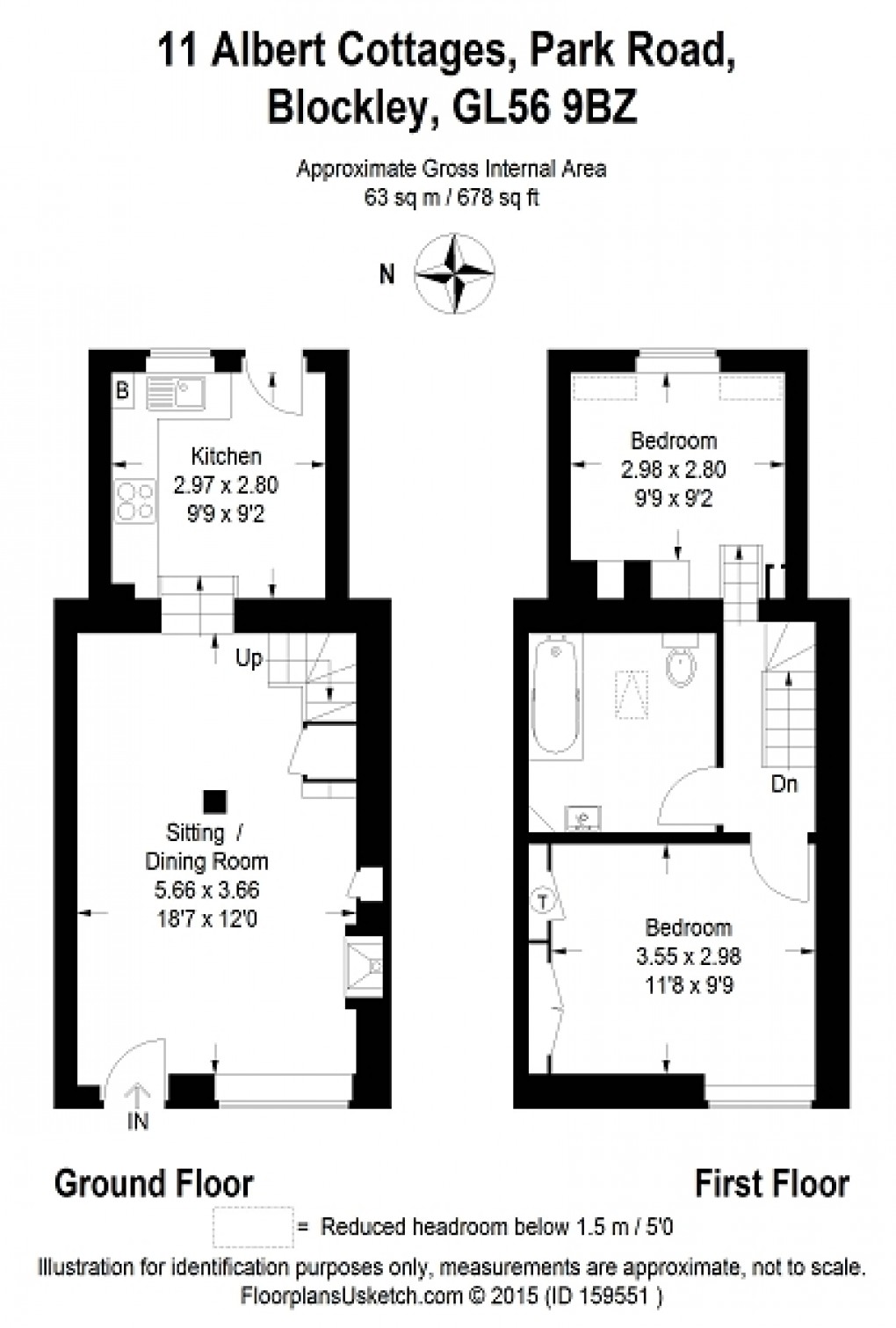 Floorplan for Park Road, Blockley, Moreton-in-Marsh, Gloucestershire. GL56 9BZ