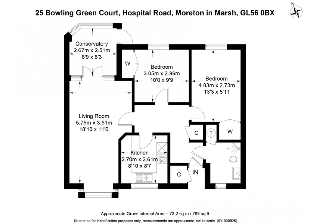 Floorplan for Bowling Green Court, Hospital Road, Moreton-in-Marsh, Gloucestershire. GL56 0BX