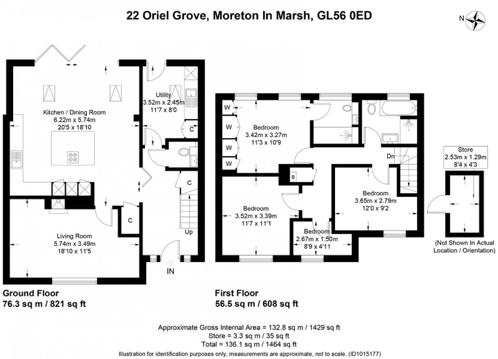 Floorplan for Oriel Grove, Moreton in Marsh, Gloucestershire. GL56 0ED