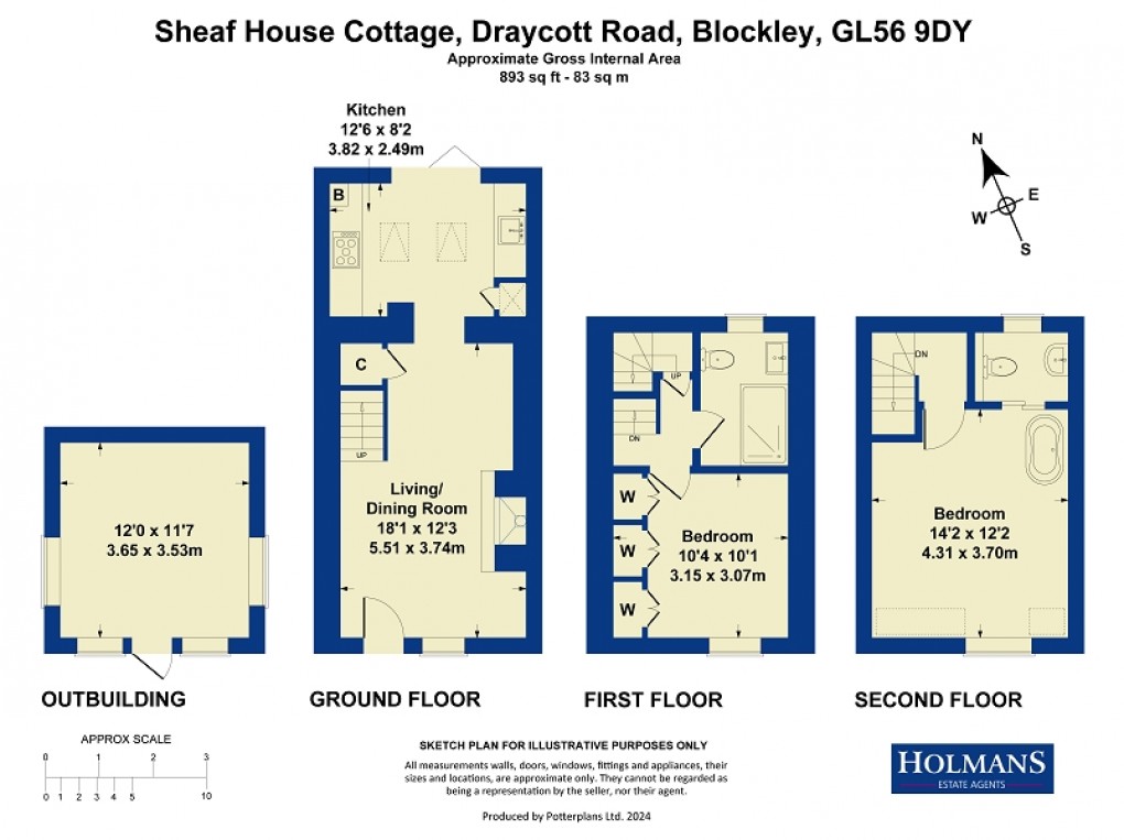 Floorplan for Draycott Road, Blockley, Moreton-in-Marsh, Gloucestershire. GL56 9DY