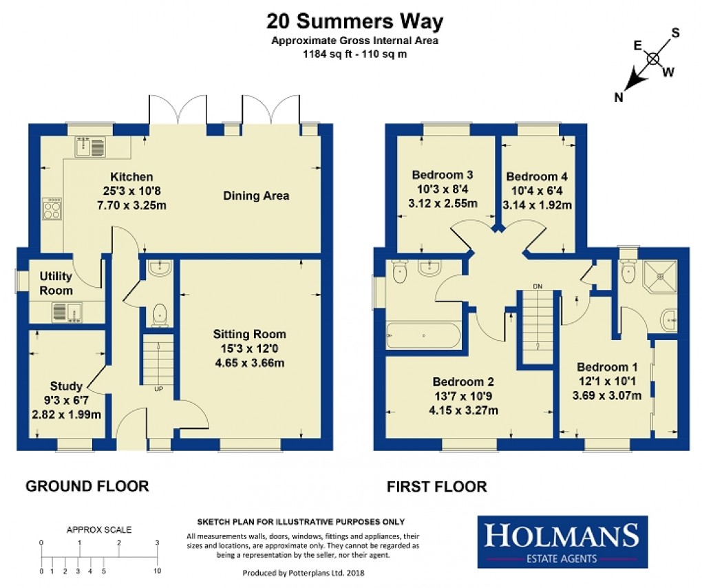 Floorplan for Summers Way, Moreton-in-Marsh, Gloucestershire. GL56 0GA