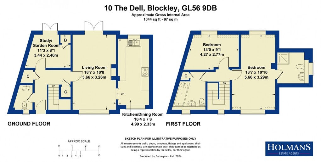 Floorplan for The Dell , Blockley, Moreton-in-Marsh, Gloucestershire. GL56 9DB