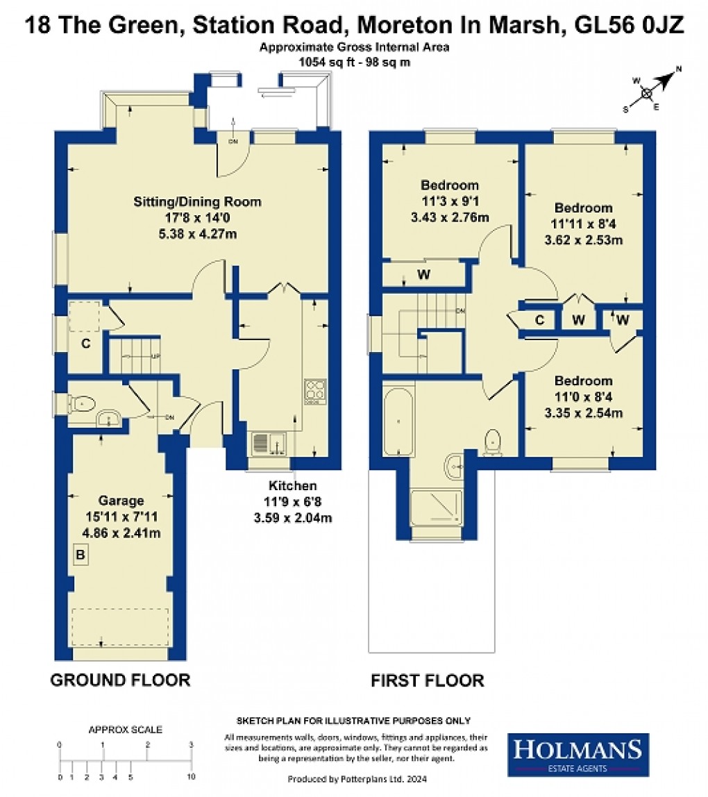 Floorplan for The Green, Station Road, Moreton-in-Marsh, Gloucestershire. GL56 0JZ