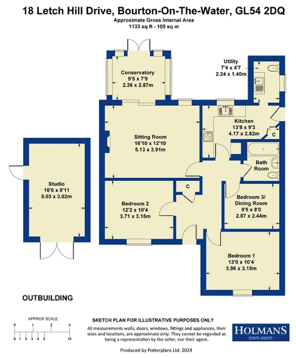 Floorplan for Letch Hill Drive, Bourton-on-the-Water, Cheltenham, Gloucestershire. GL54 2DQ