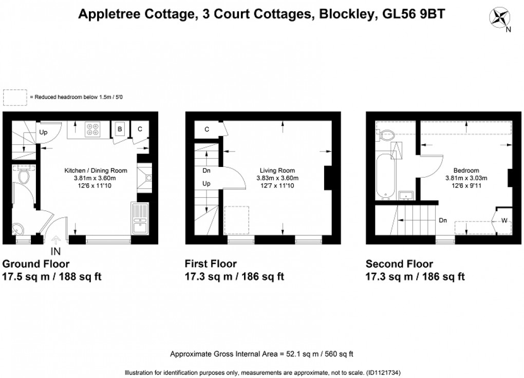 Floorplan for 3 Court Cottages, Blockley Court, Blockley, Gloucestershire. GL56 9BT