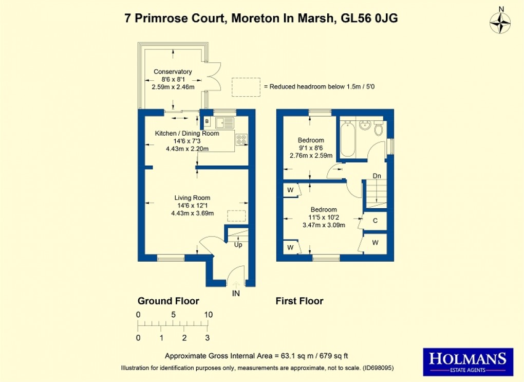 Floorplan for Primrose Court, Moreton-in-Marsh, Gloucestershire. GL56 0JG