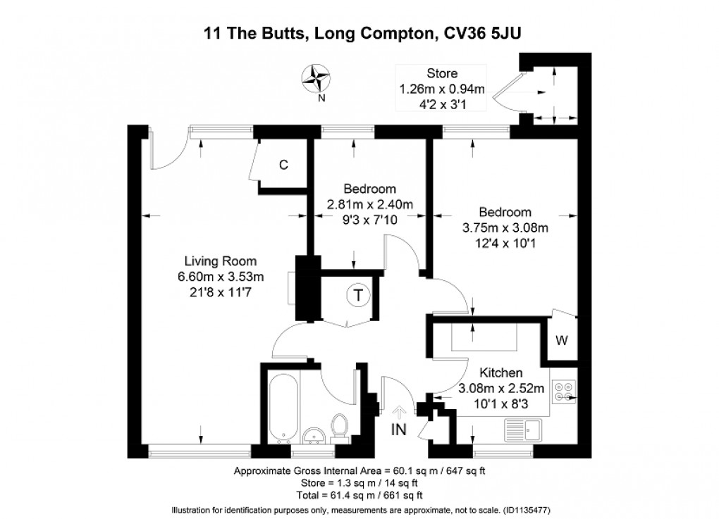 Floorplan for The Butts, Long Compton, Shipston-on-Stour, Warwickshire. CV36 5JU