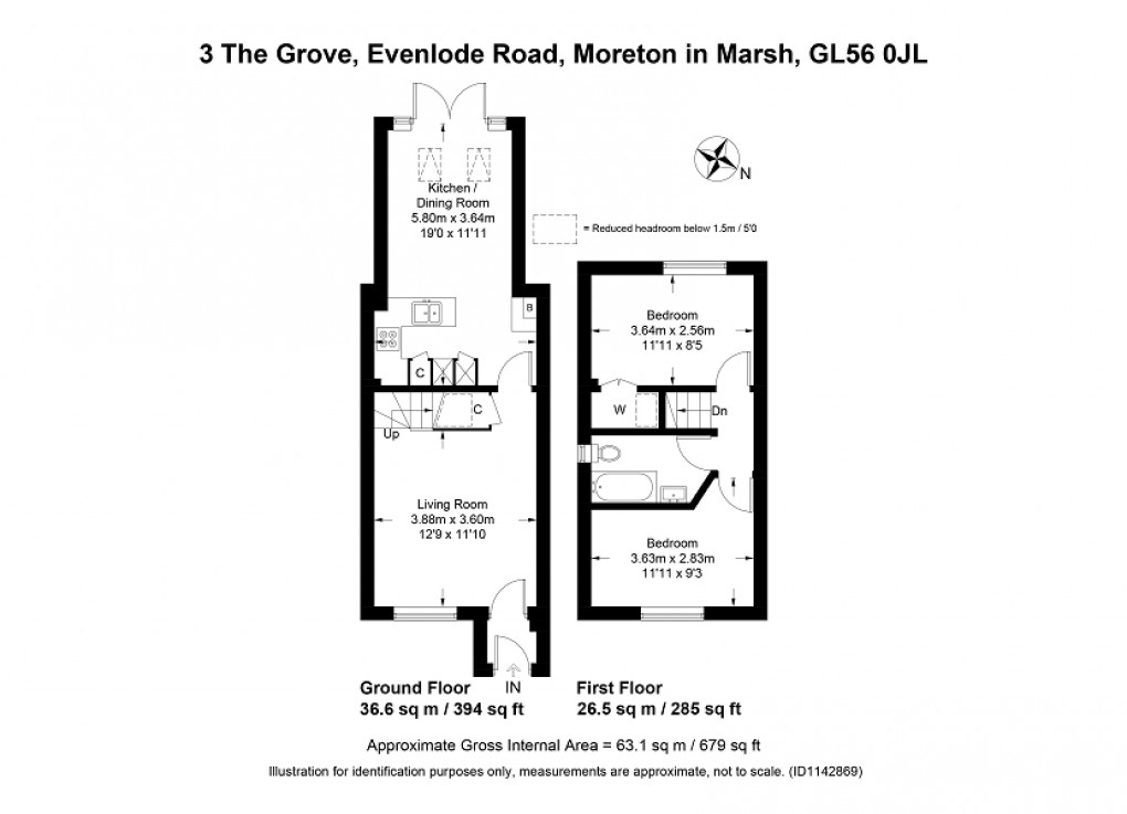 Floorplan for The Grove, Evenlode Road, Moreton-in-Marsh, Gloucestershire. GL56 0JL