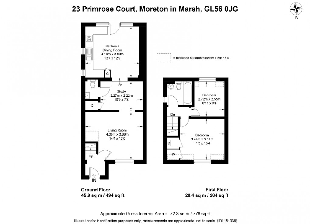 Floorplan for Primrose Court, Moreton-In-Marsh, Gloucestershire. GL56 0JG